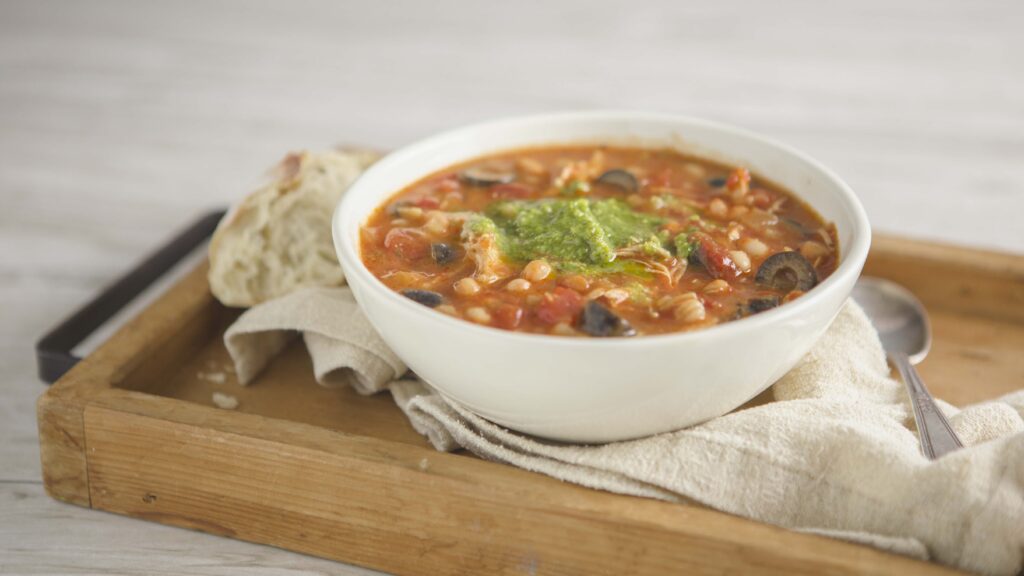 Pesto-Kissed Chicken and Olive Stew - California Ripe Olives