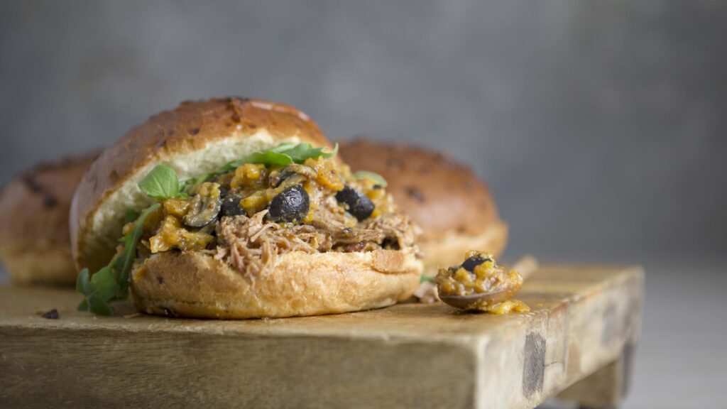 Pulled Pork with Peach Olive Jam - California Ripe Olives